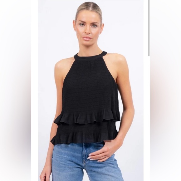 Central Park West Tops - CENTRAL PARK WEST Central Park West Jane Halter Top - Black, NWT